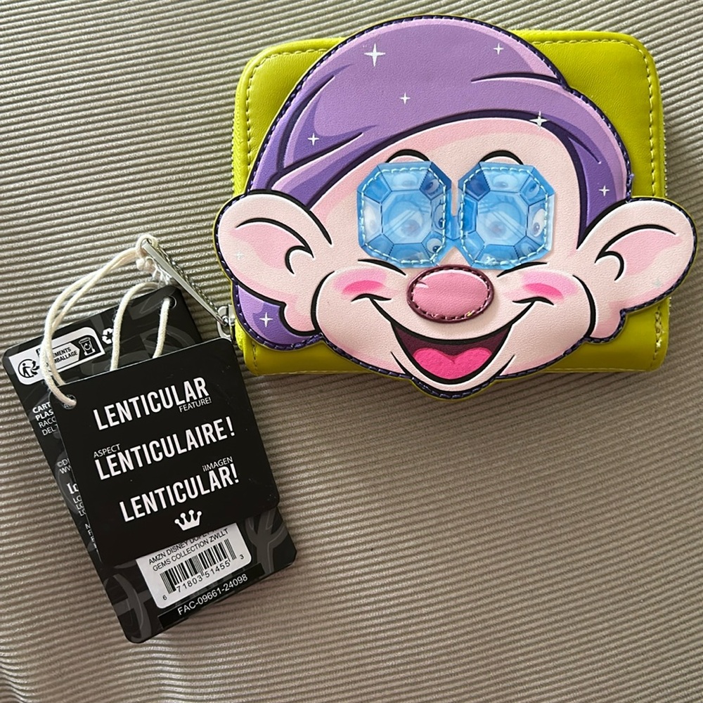 New! Loungefly Disney Dopey Dwarf Gem Eyes Diamonds Snow White Wallet